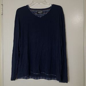 Missoni navy blue long sleeve logo vneck shirts men size Small